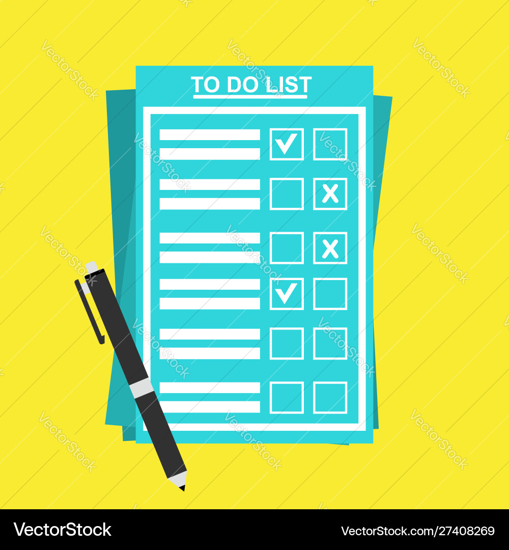 Checklist on to do list form with man signing Vector Image
