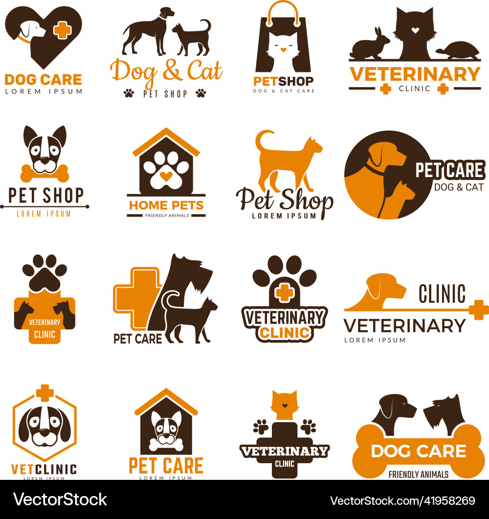Cute Pet Clinic Logo - Cats & Dogs Vector Image