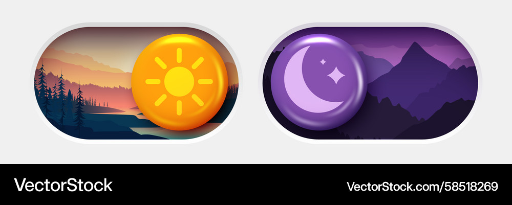 Dark Mode Toggle Buttons Vector Image