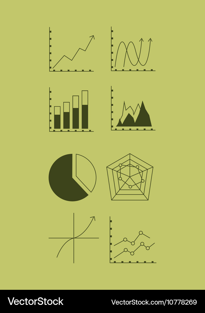 Graph chart with business related icons image Vector Image