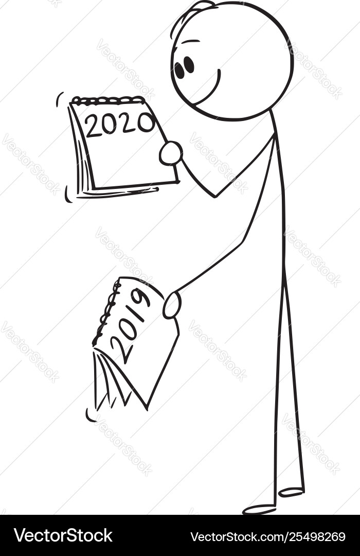 Man Observing Calendar Change Vector Image