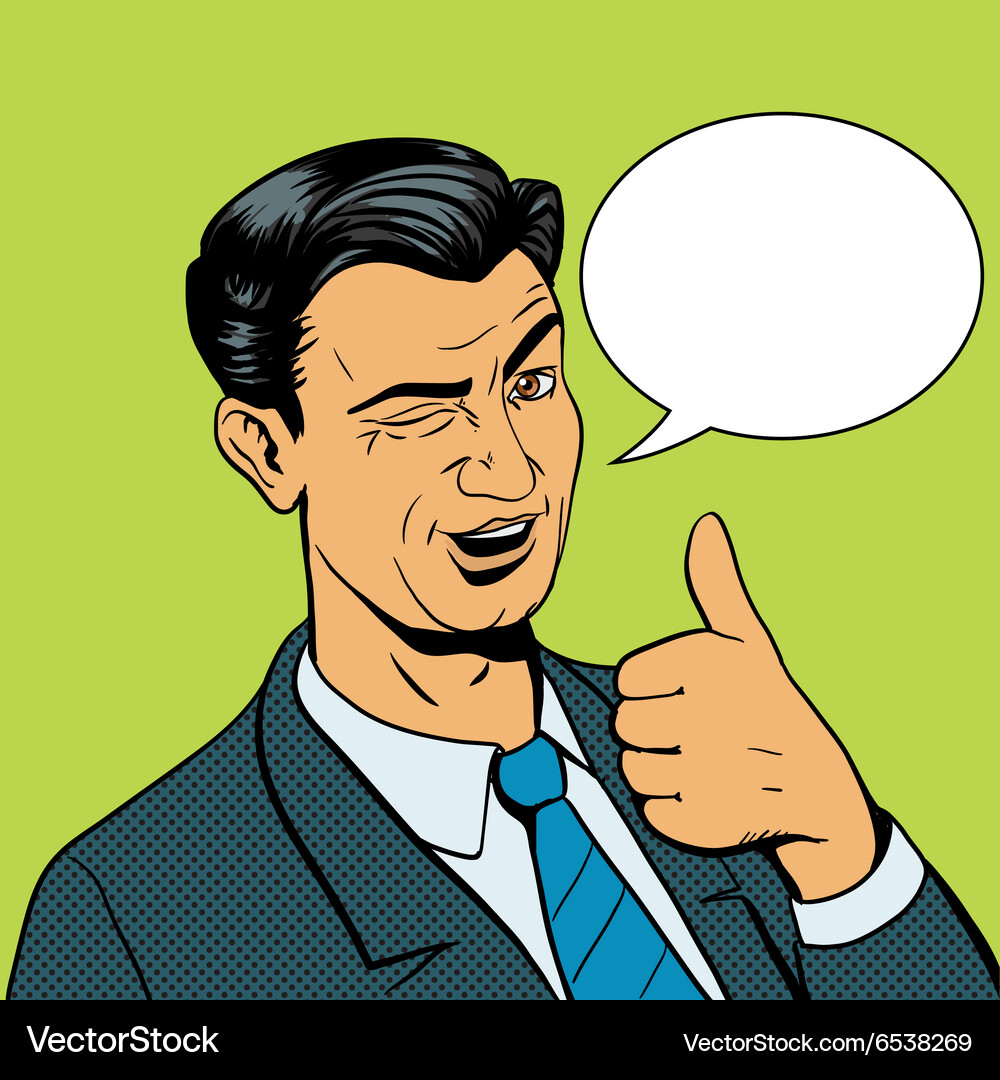 Man Winking with Good Gesture – Royalty-Free Vector | VectorStock, image size:1000x1080