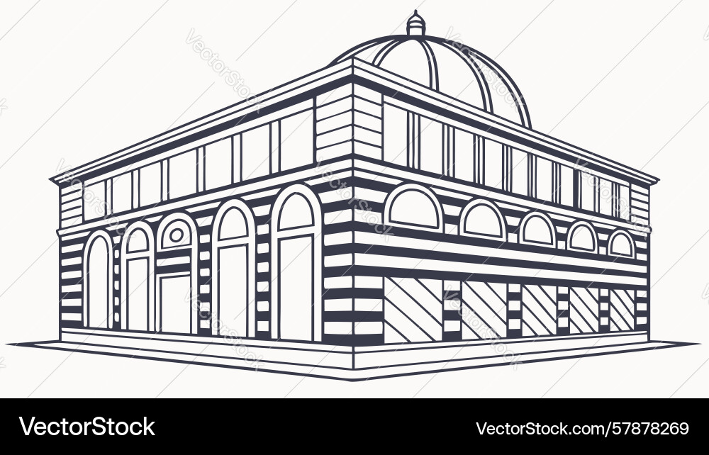 Neoclassical building with arches and columns Vector Image
