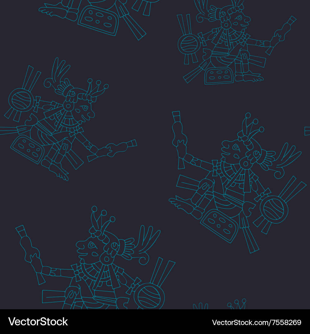 Seamless pattern with symbols from aztec codices Vector Image