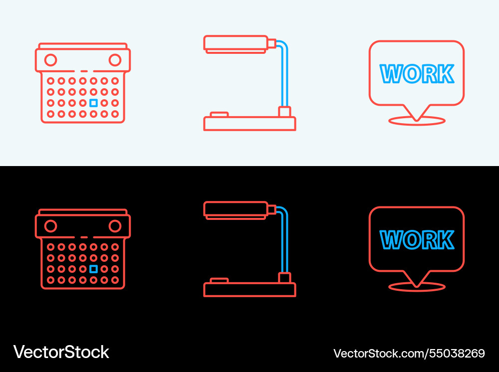 Set line location with text work calendar Set line location with text work calendar Vector Image