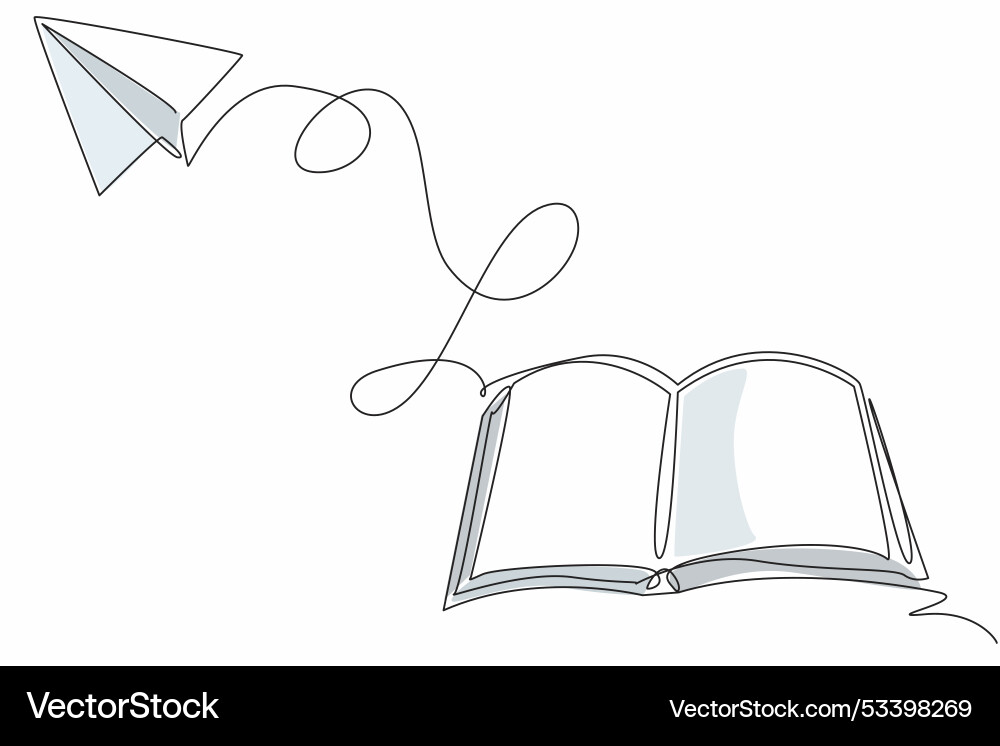 Single continuous line drawing an open book Single continuous line drawing an open book vector image