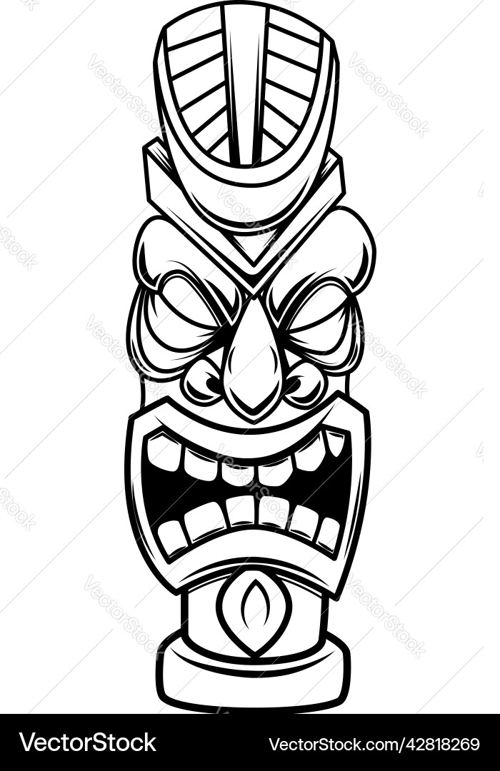Tiki statue in monochrome style design element Tiki statue in monochrome style design element Vector Image