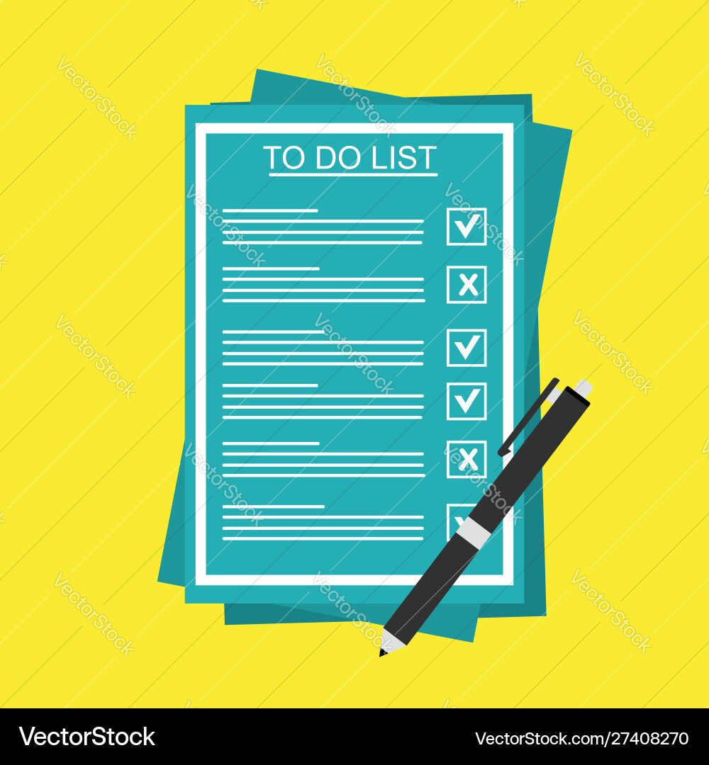 Checklist on to do list form with man signing Checklist on to do list form with man signing vector image