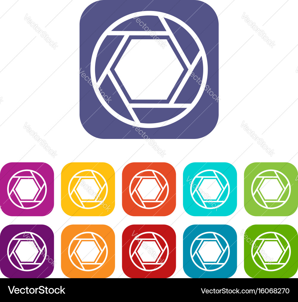 Close objective icons set Vector Image