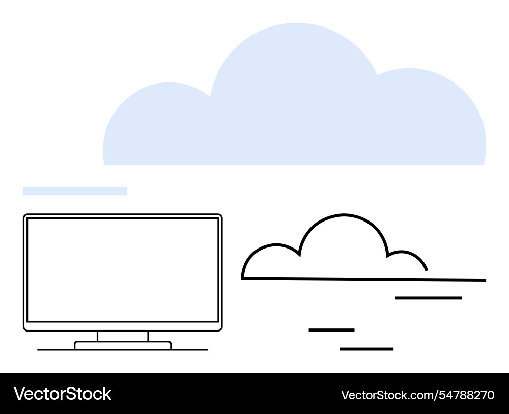 Cloud computing concept with computer monitor Cloud computing concept with computer monitor Vector Image