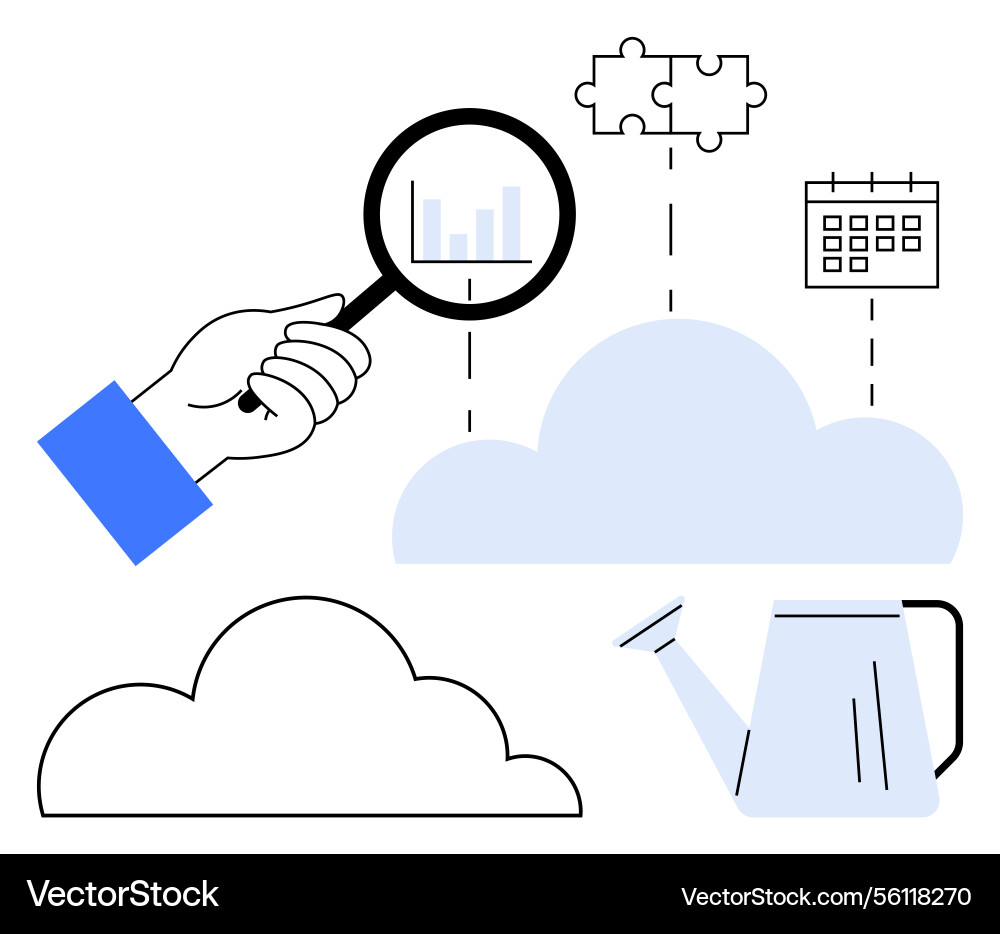Exploring data cloud with insights and growth Vector Image