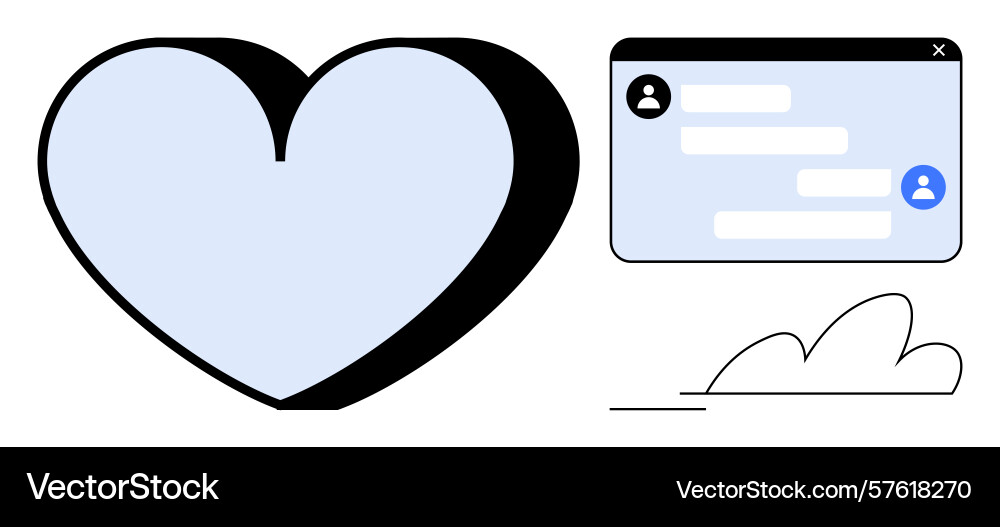 Heart icon with messaging window and minimalistic Heart icon with messaging window and minimalistic vector image