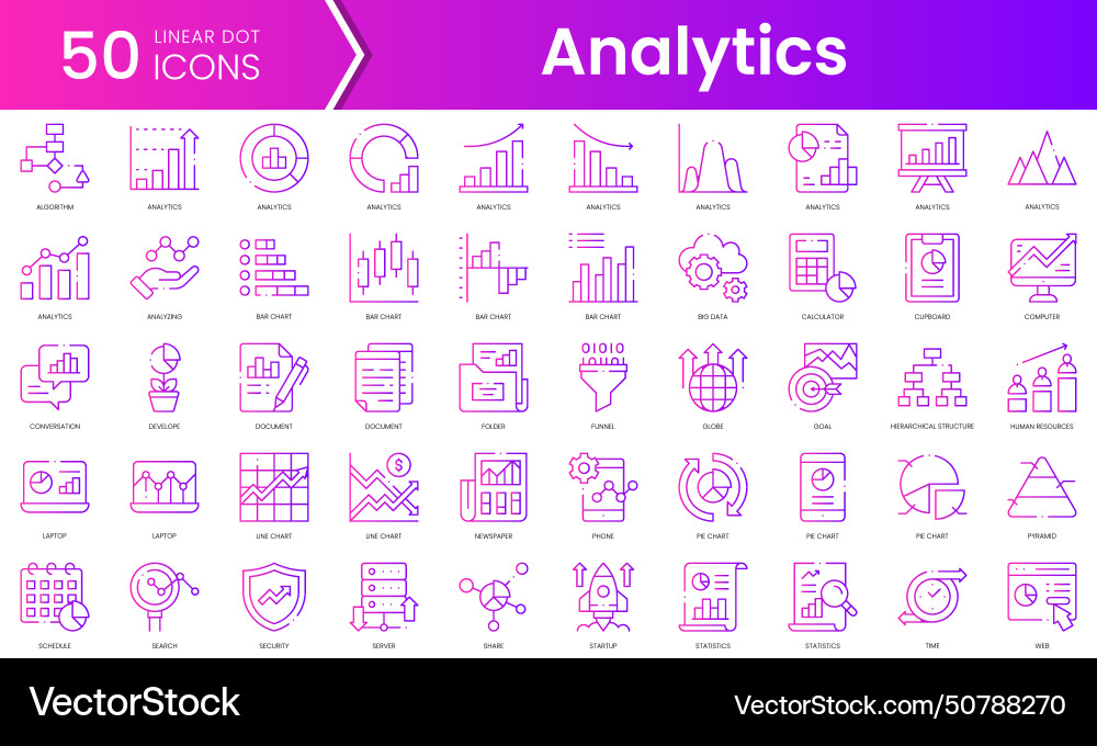 Set of analytics icons gradient style icon bundle Set of analytics icons gradient style icon bundle vector image