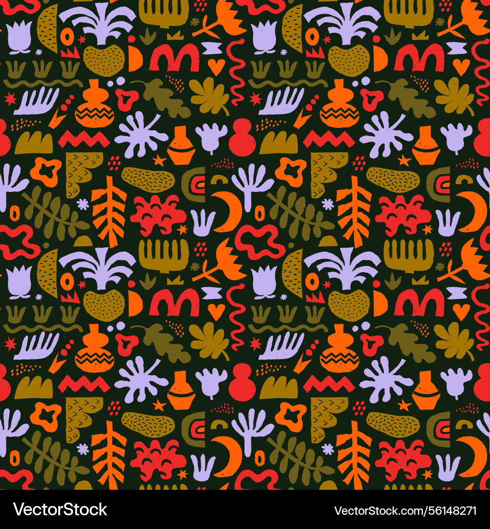 Abstract organic shape seamless pattern with naive Abstract organic shape seamless pattern with naive vector image