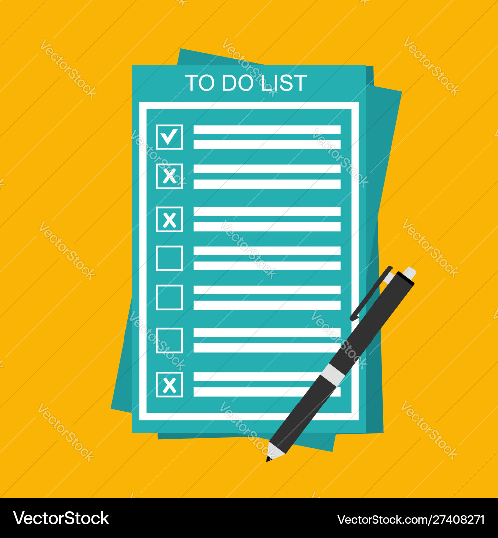 Checklist on to do list form with man signing Checklist on to do list form with man signing vector image