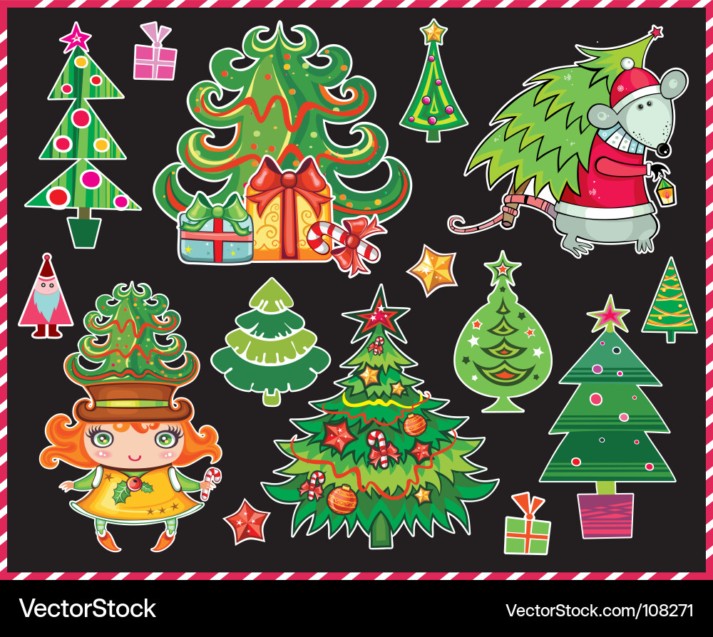 Christmas Tree Collection Royalty Free Vector Image