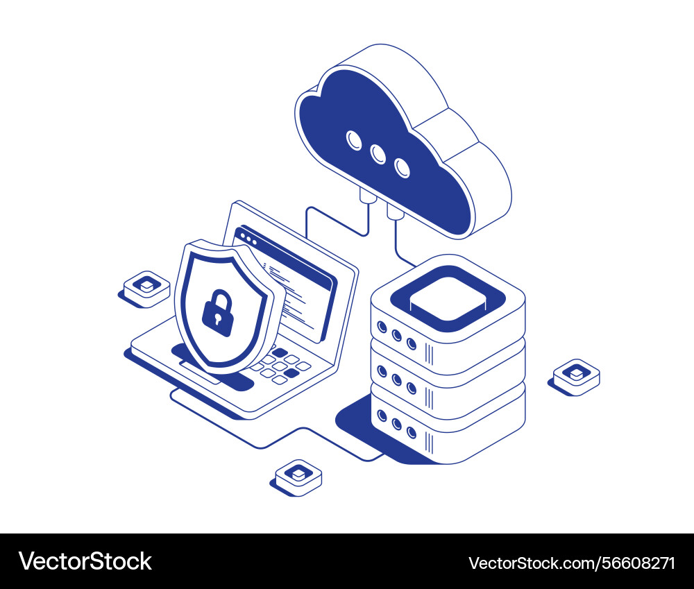 Cloud computing technology with laptops and server Cloud computing technology with laptops and server vector image
