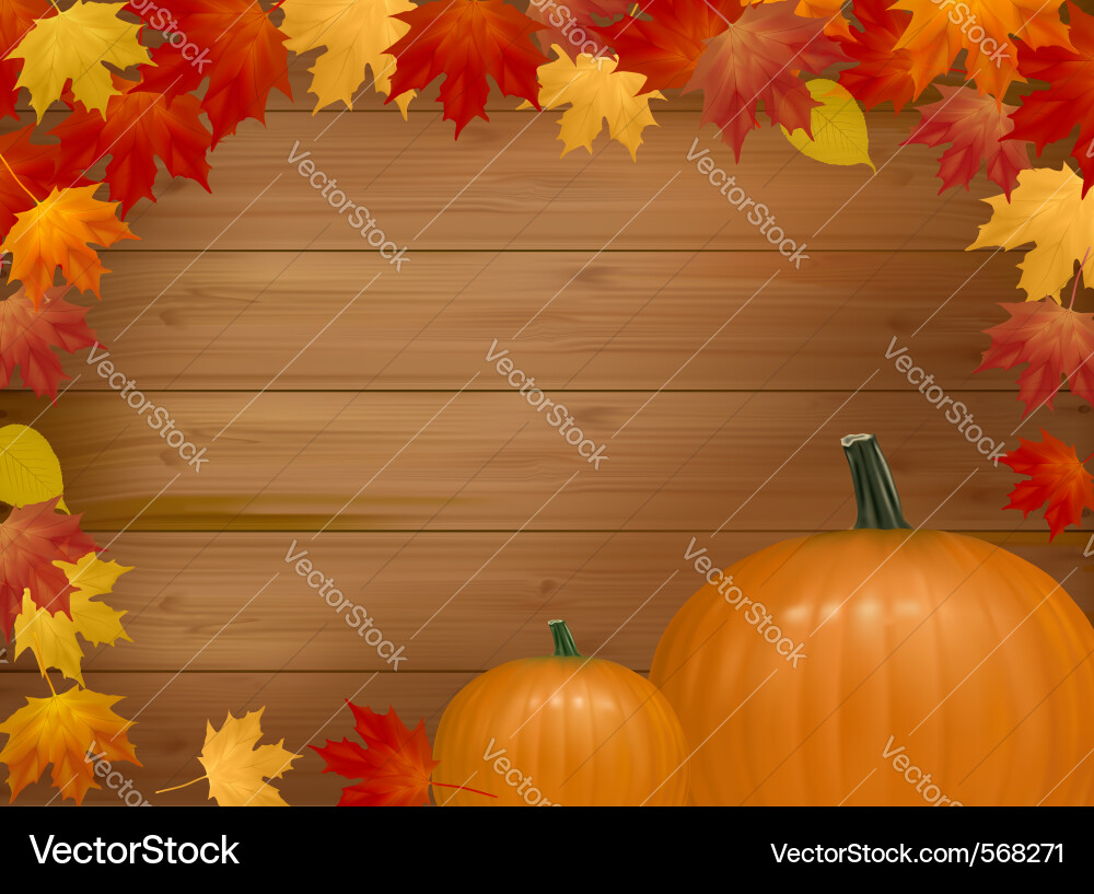 Fall Autumn Background With Pumpkins Royalty Free Vector Vectorstock