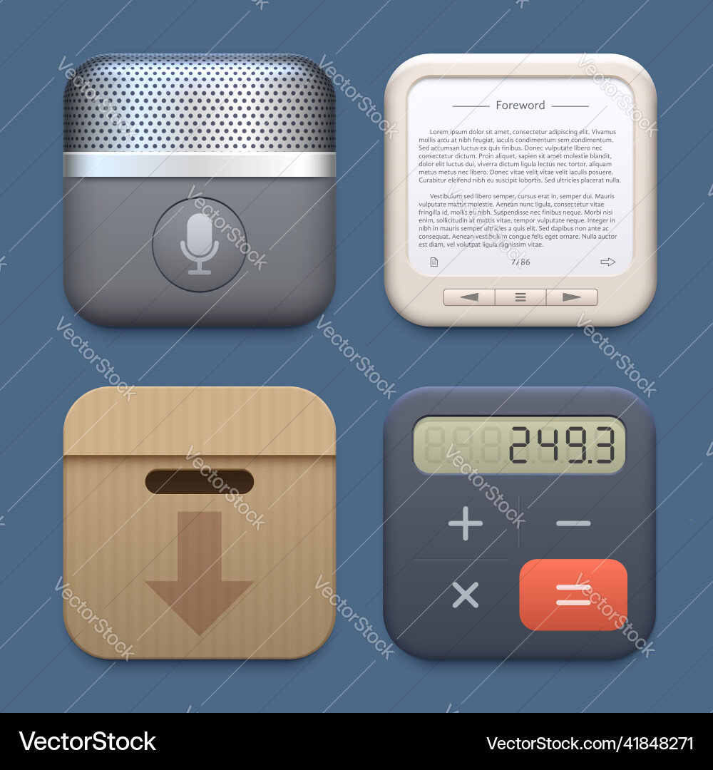 Microphone archive book reader and calculator Microphone archive book reader and calculator Vector Image