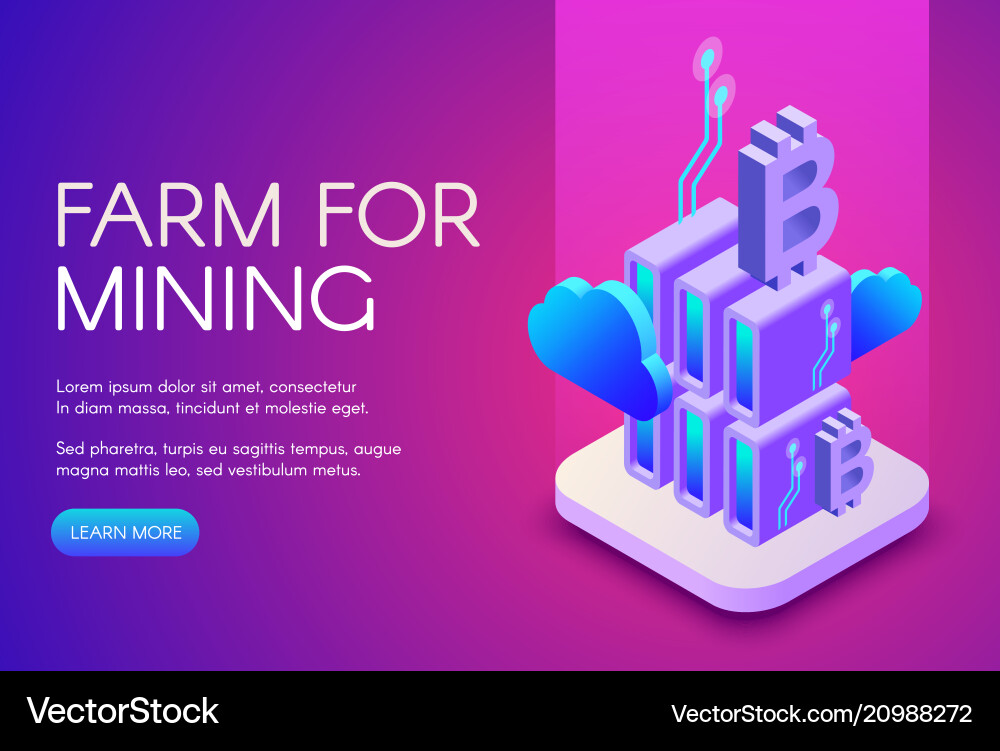 Bitcoin mining farm Royalty Free Vector Image - VectorStock