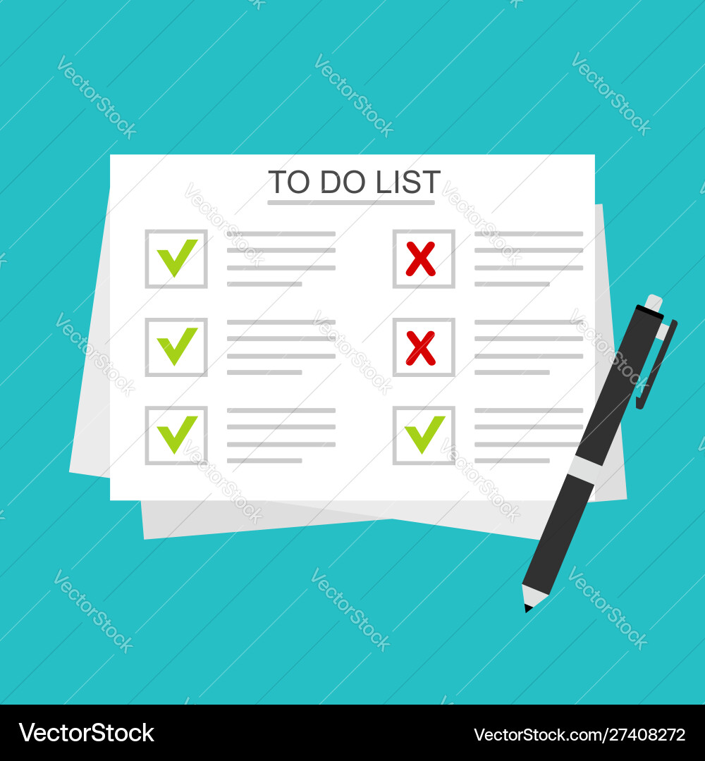 Checklist on to do list form with man signing Checklist on to do list form with man signing vector image
