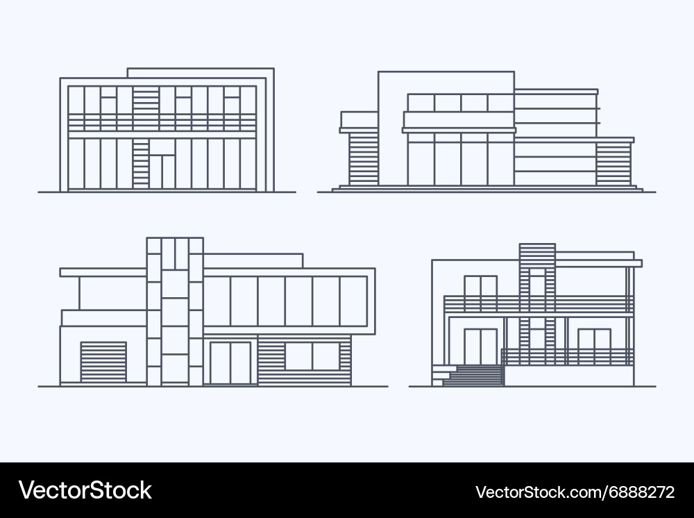Houses linear 7 Royalty Free Vector Image - VectorStock