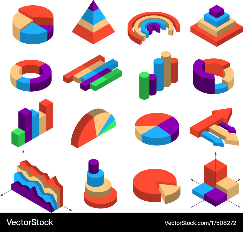 Isometric Segment Diagram Elements vector image