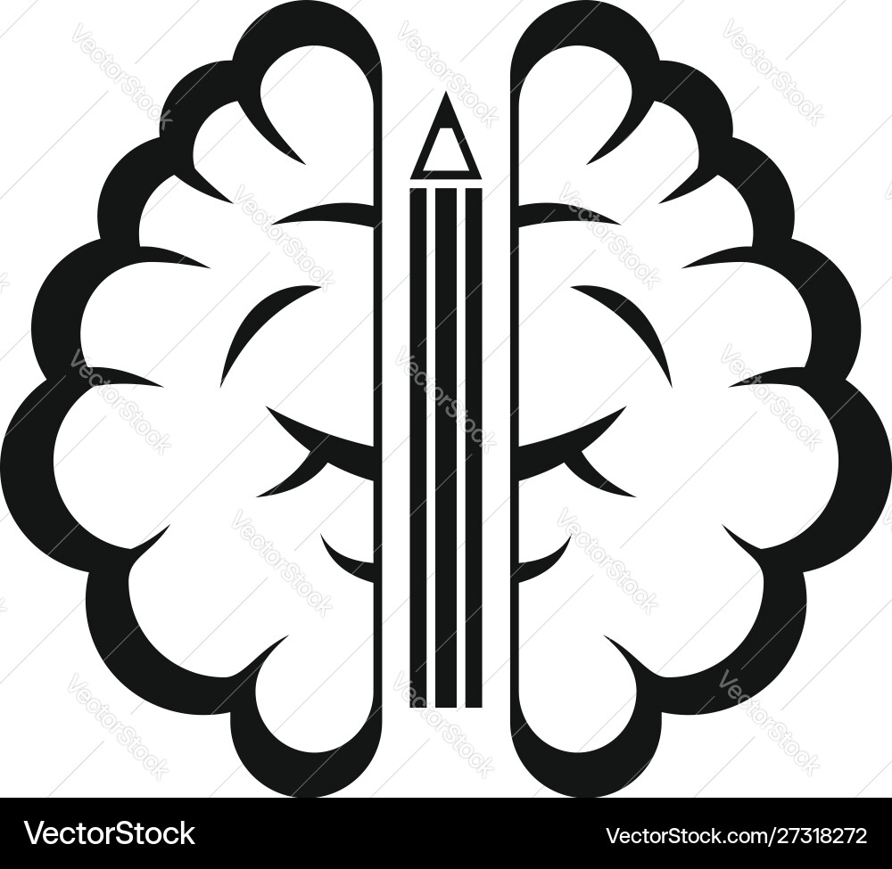 Pen brain idea icon simple style Pen brain idea icon simple style vector image