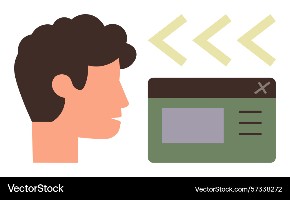 Person interacting with a website interface using Person interacting with a website interface using vector image