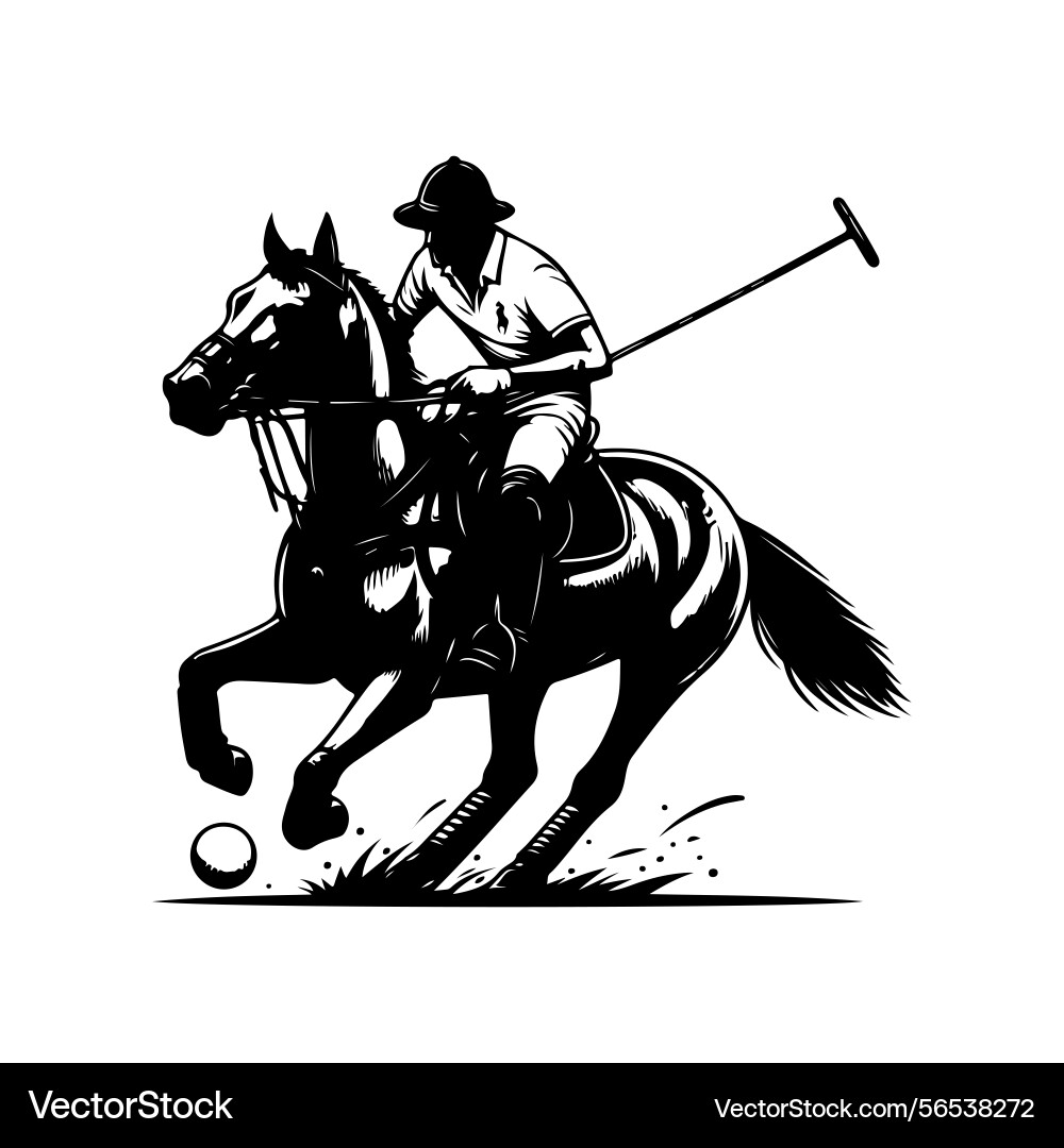 Polo player in action dynamic silhouette Polo player in action dynamic silhouette Vector Image