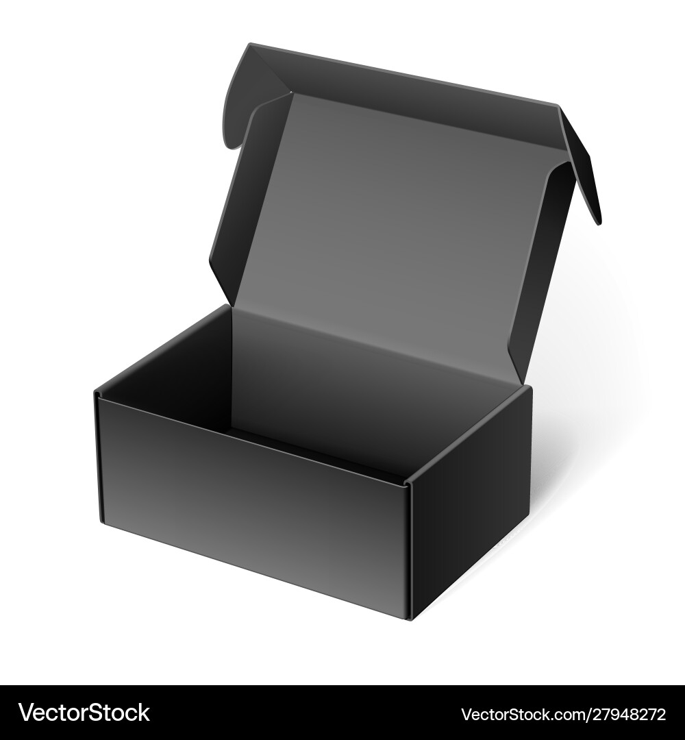 Realistic black open package box Vector Image