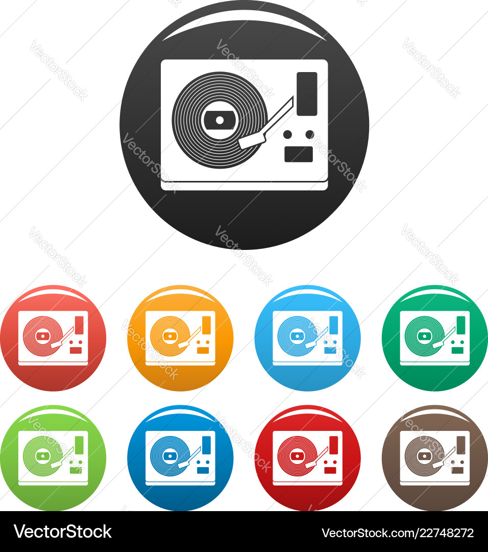 Vinyl player icons set color Vinyl player icons set color vector image