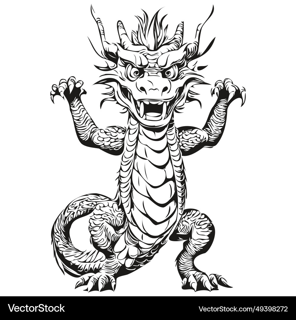 Year of the dragon sketch vintage engraving Year of the dragon sketch vintage engraving vector image