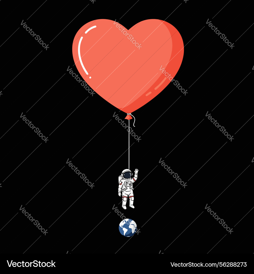 Astronaut floating in space holding large red Astronaut floating in space holding large red vector image