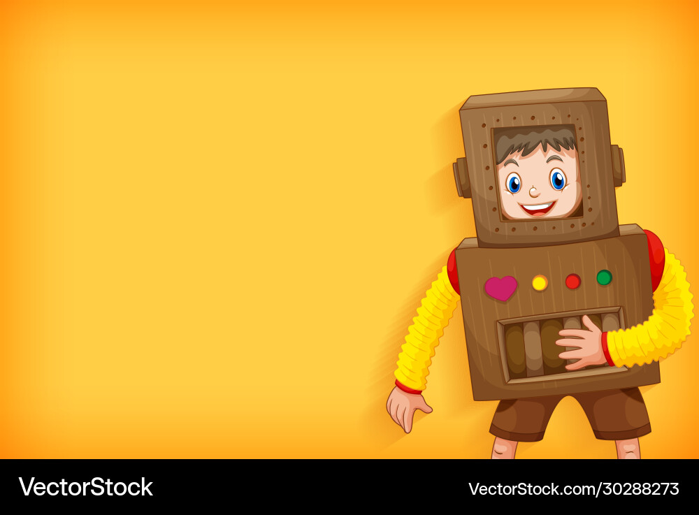 Background template design with boy in robot vector image