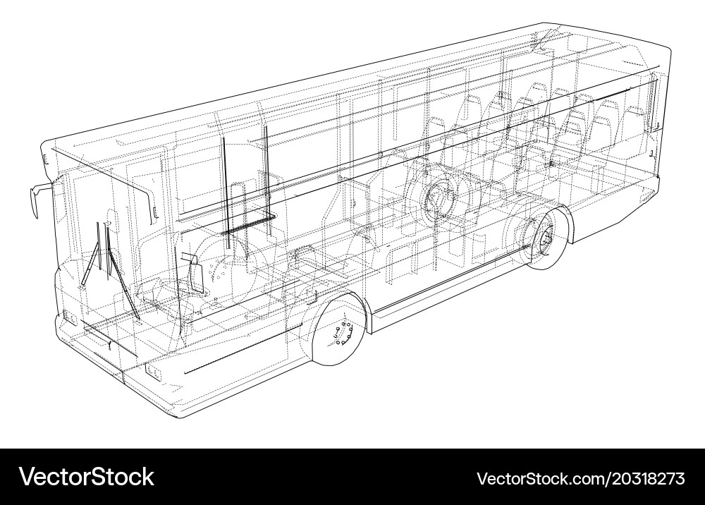 Concept city bus rendering of 3d Vector Image