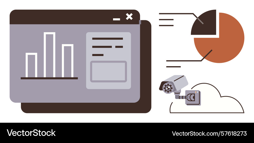 Data analytics dashboard with security camera Data analytics dashboard with security camera vector image