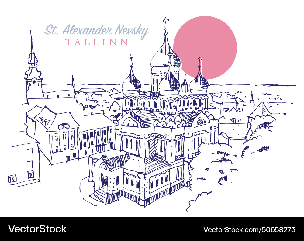 Drawing sketch of st alexander nevsky cathedral Drawing sketch of st alexander nevsky cathedral vector image