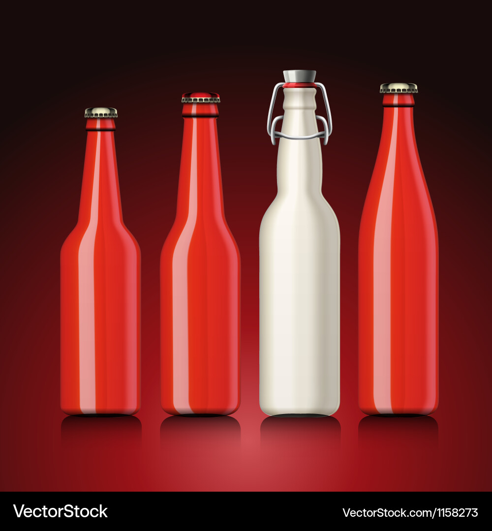 Empty Beer Bottles - Set vector image
