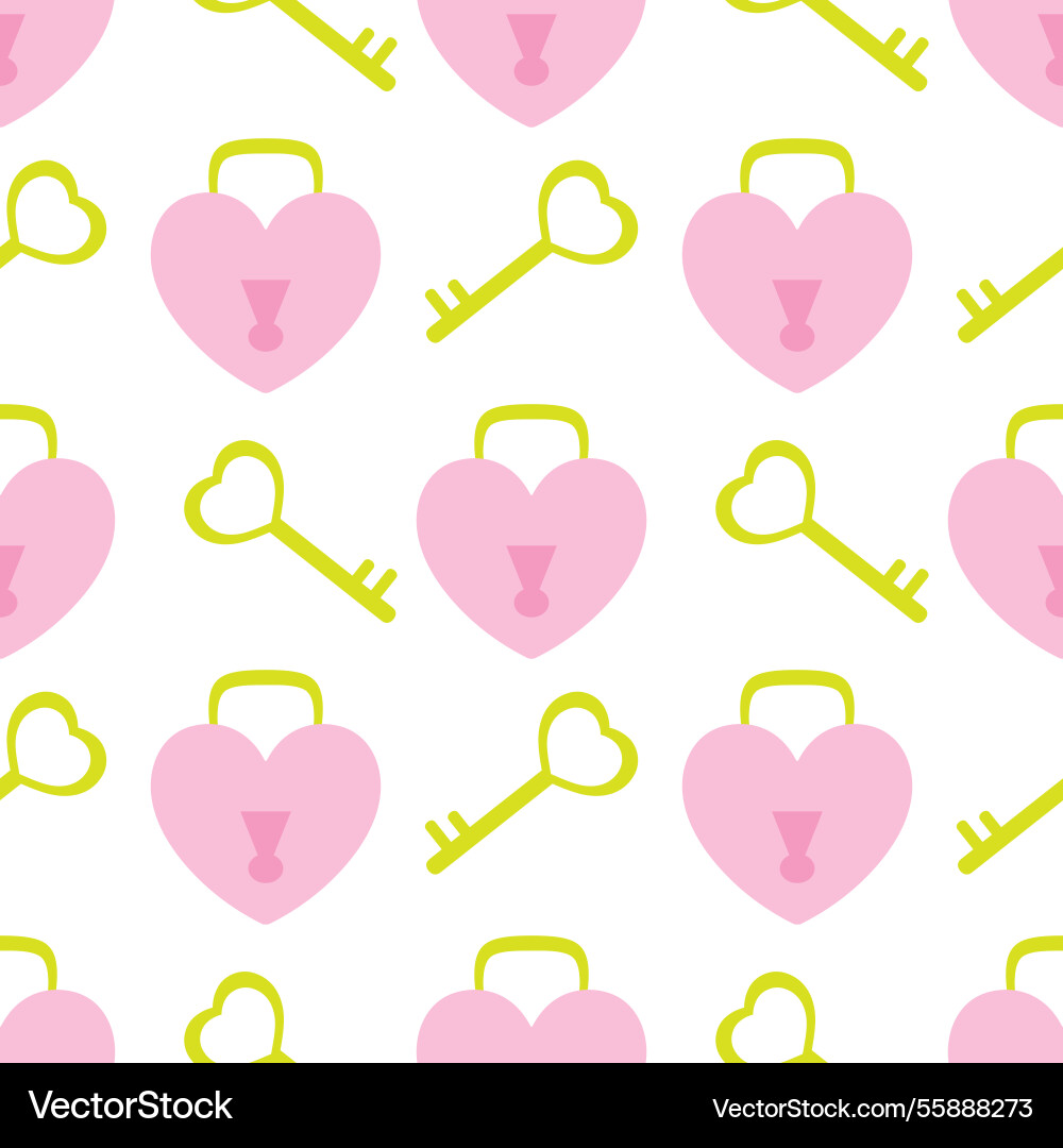 Heart shaped keys and locks seamless pattern vector image