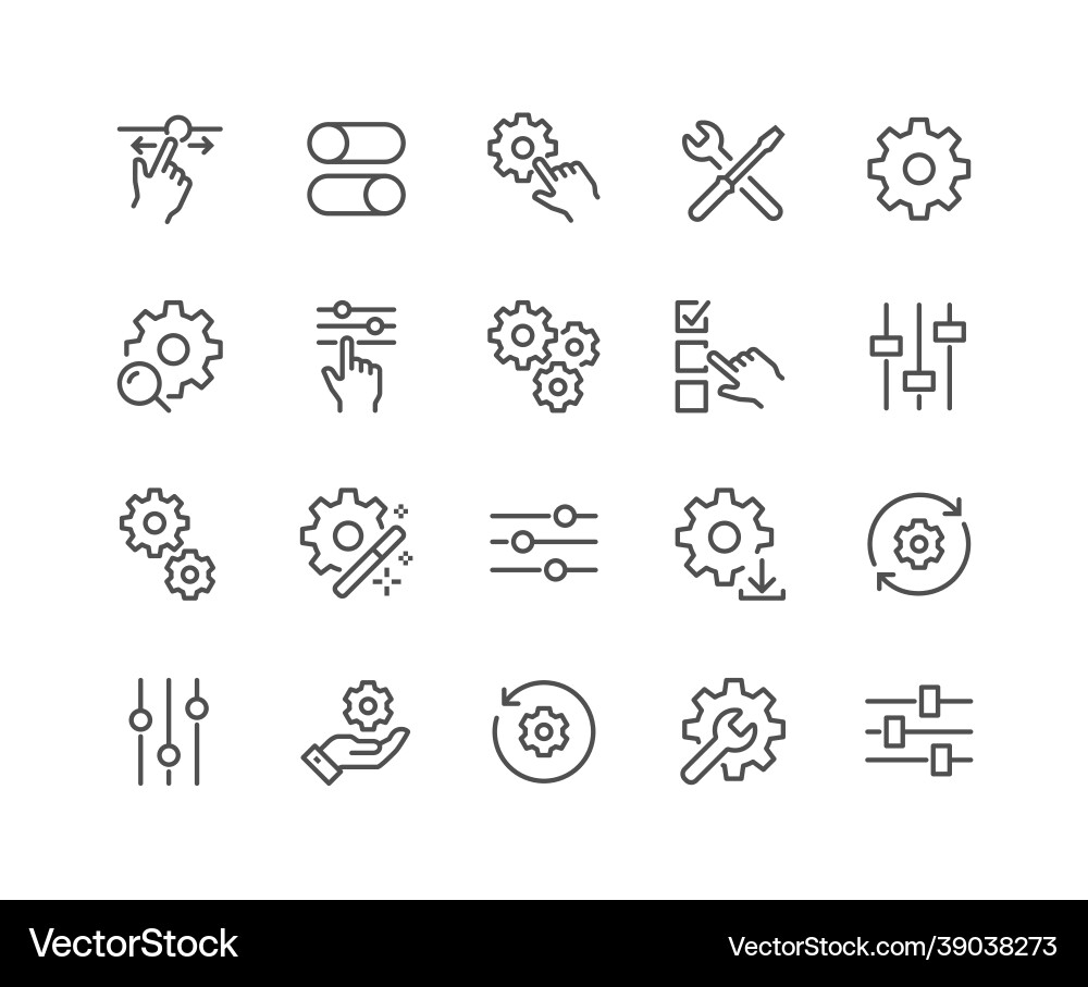 Line setup and settings icons Line setup and settings icons vector image
