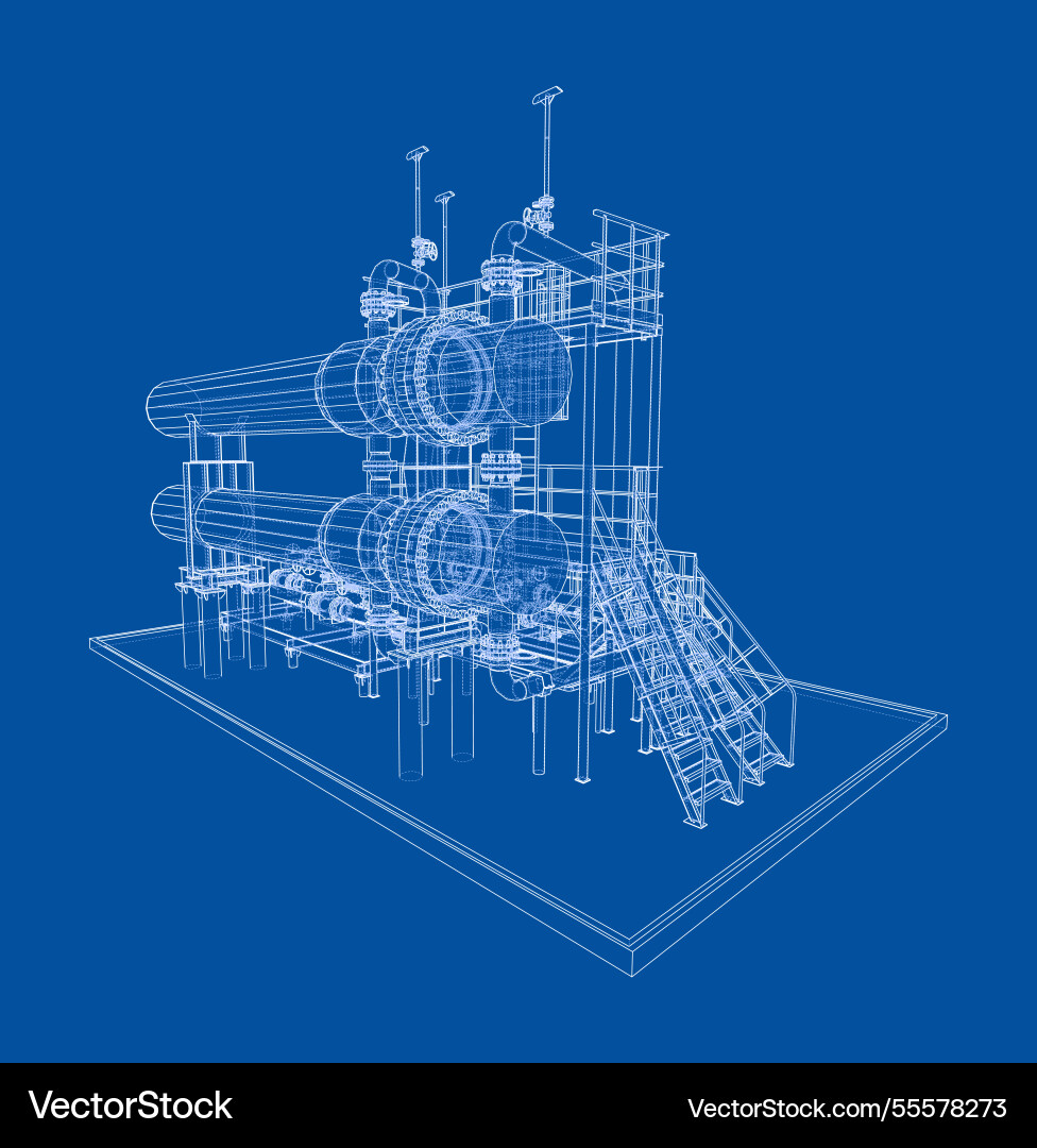 Petroleum heater exchanger rendering of 3d Petroleum heater exchanger rendering of 3d vector image