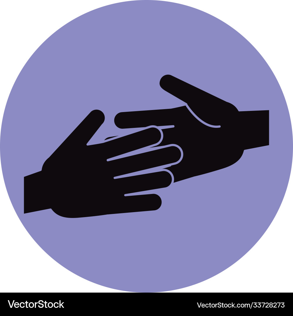 Together hands team unity pictograph block Vector Image