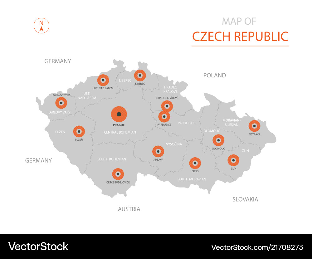 Tschechische Republik Karte mit Verwaltungsabteilungen Tschechische Republik Karte mit Verwaltungsabteilungen vektorbild