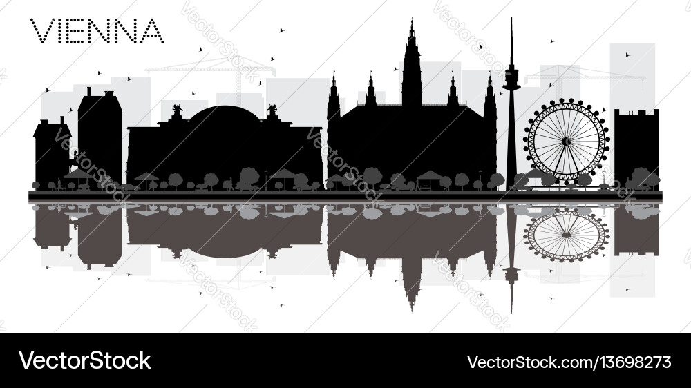 Vienna city skyline black and white silhouette Vienna city skyline black and white silhouette vector image