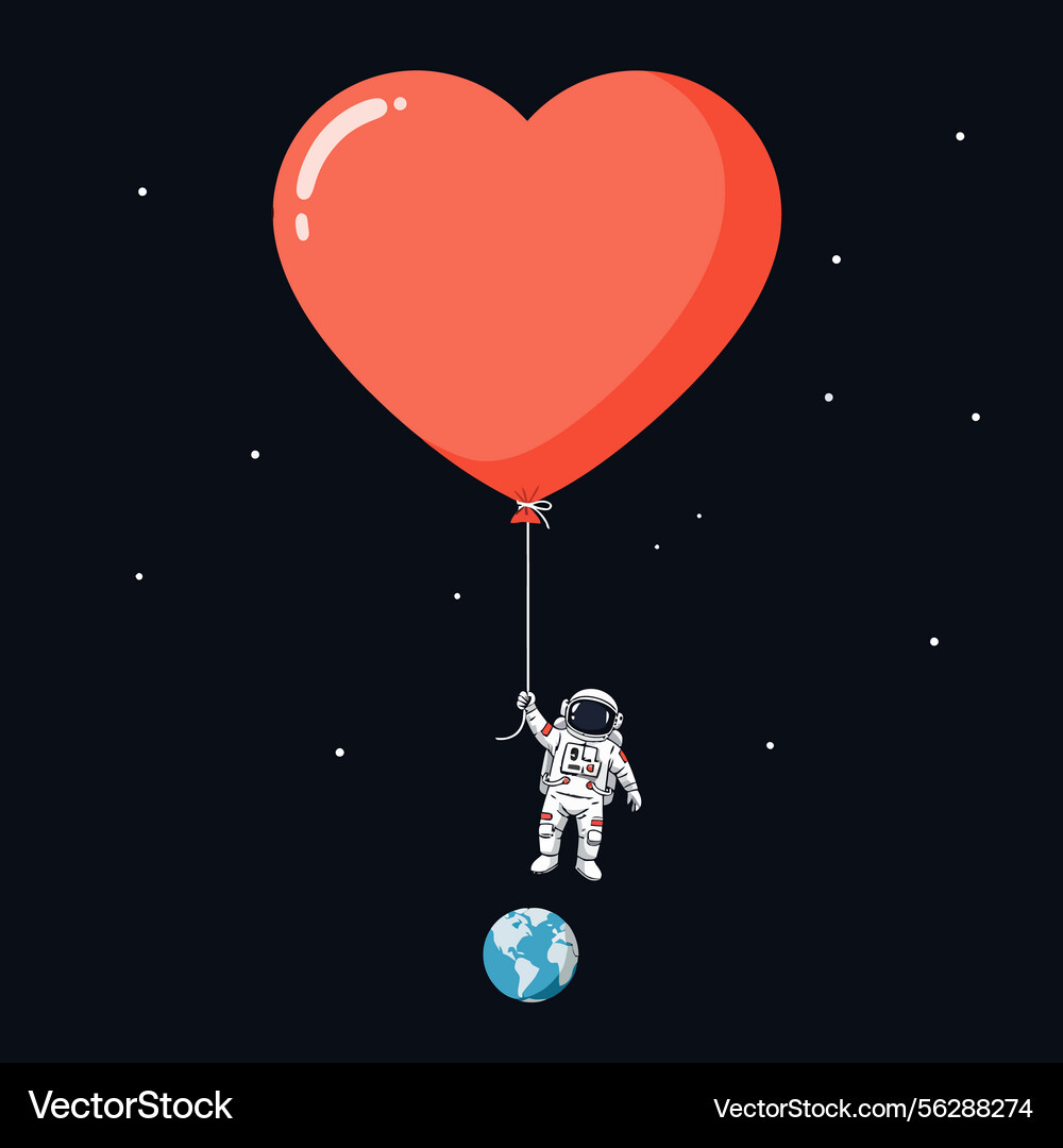 Astronaut floating in space holding large red Astronaut floating in space holding large red vector image