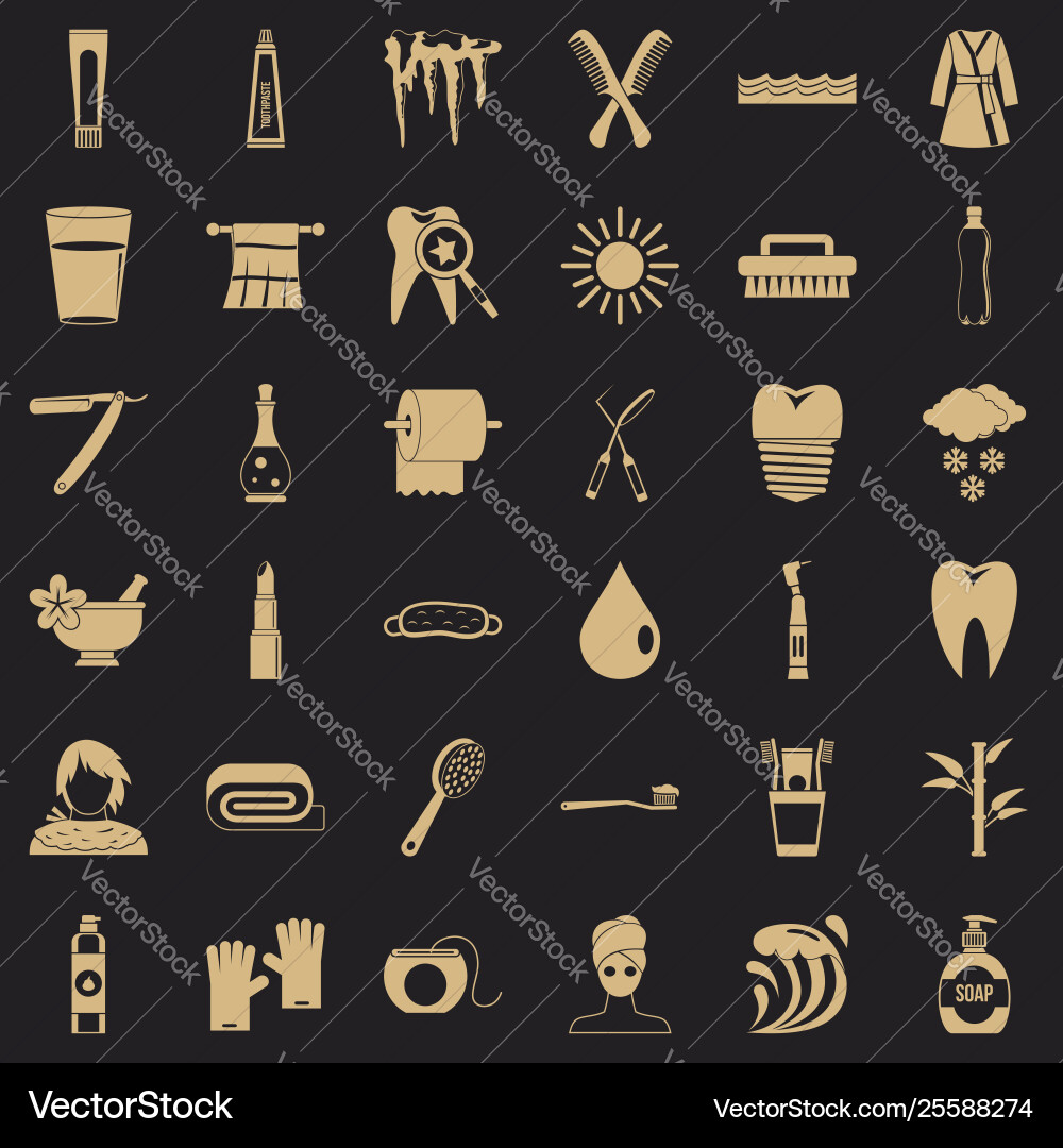 Brush icons set simple style Vector Image