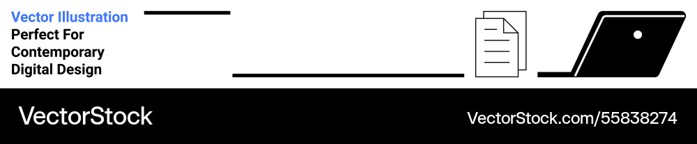 Document flow representation with laptop and file Vector Image