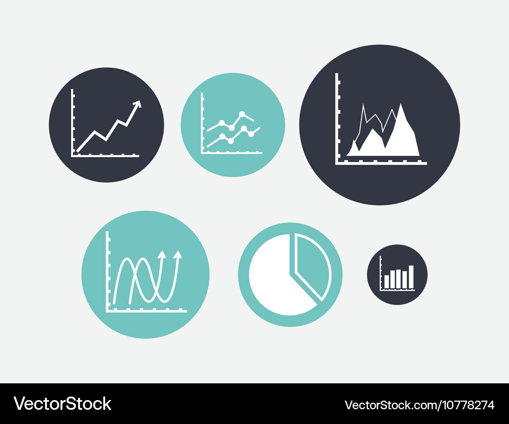 Graph chart with business related icons image Vector Image