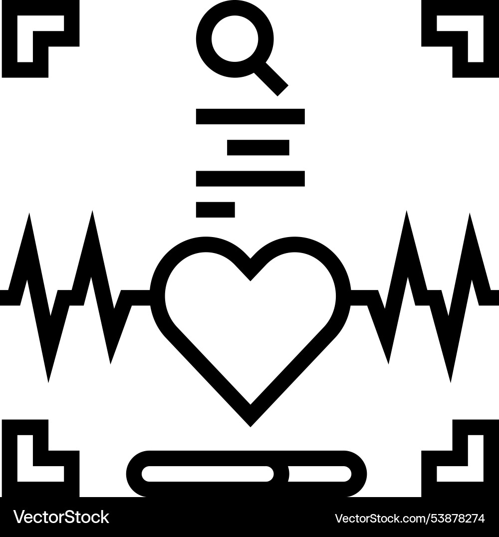 Heartbeat authentication line icon Heartbeat authentication line icon Vector Image